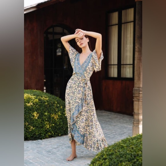 Aura Dresses & Skirts - Dahlia Print Bohemian Floral Wrap Dress by Aura - small